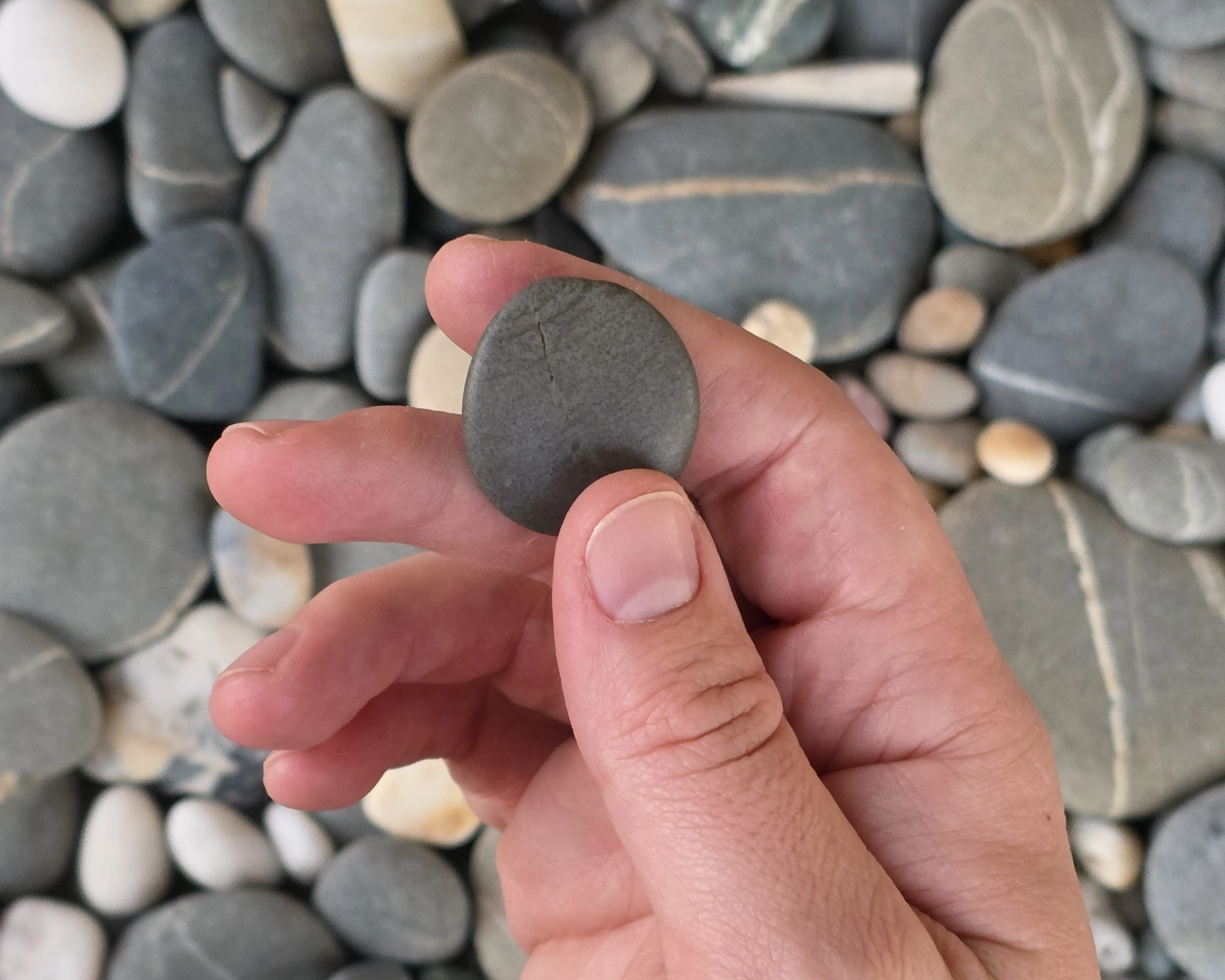 The original river stone that inspired the Placebo Pebble